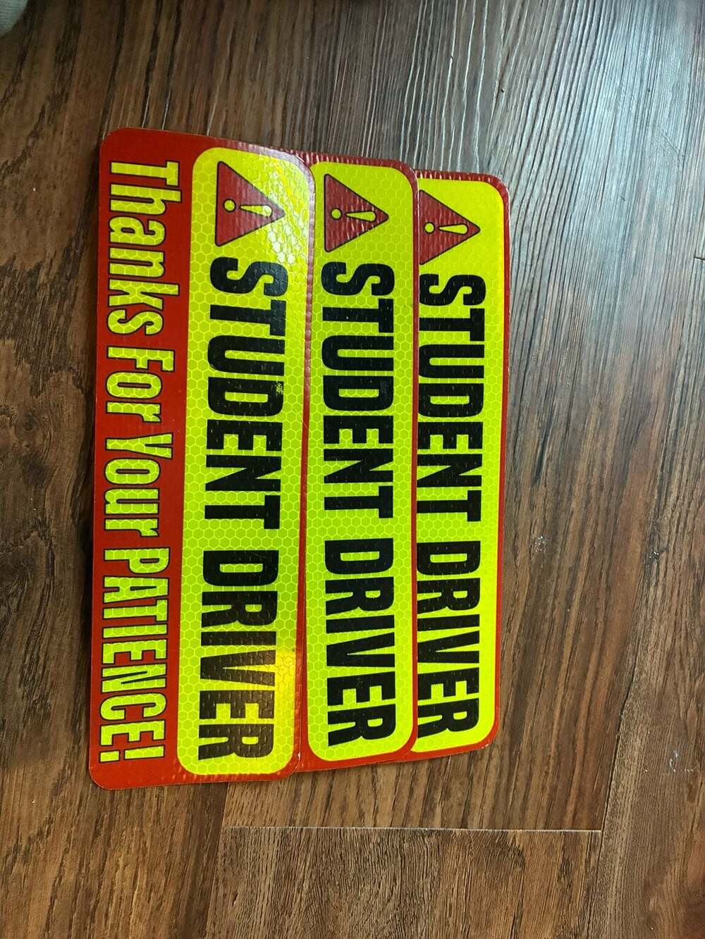 Set of 3 Reflective Student Driver Car Magnets with 'Thanks For Your Patience!'